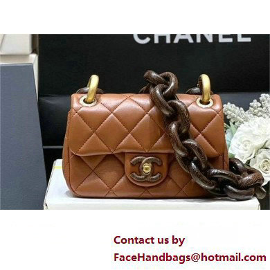 Chanel Mini Flap Bag in Lambskin & Ash-Wood AS4165 tan 2023(ORIGINAL QUALITY)